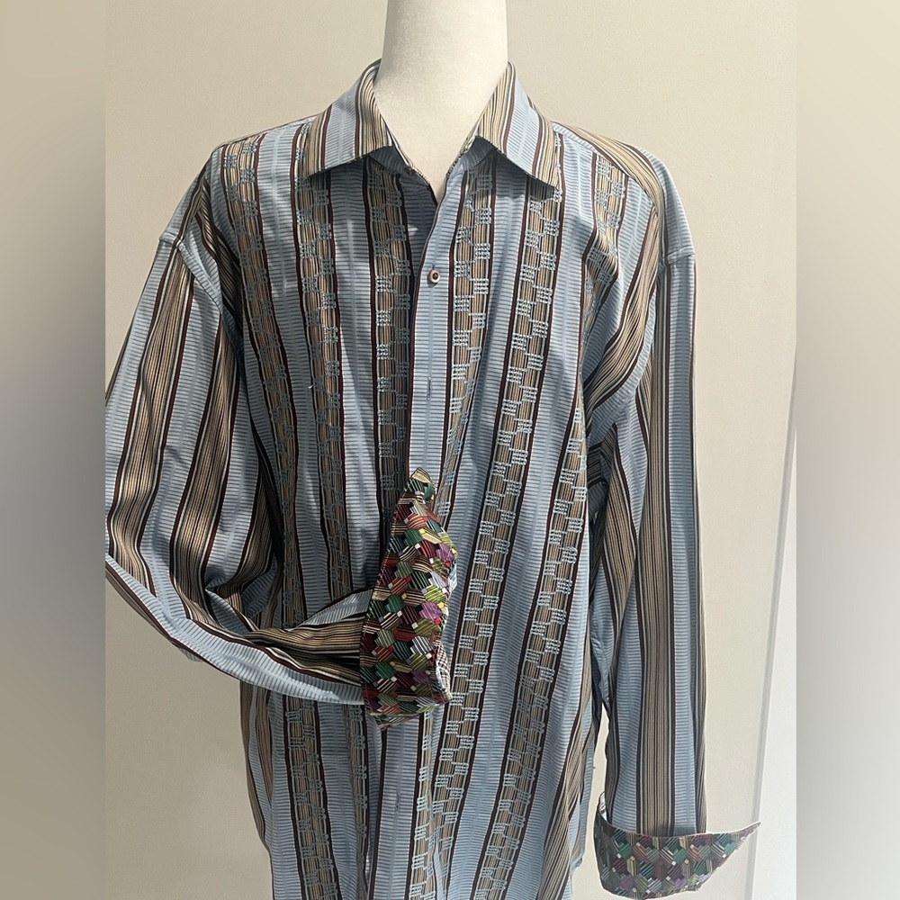 Robert Graham 2XL XXL Button Down Shirt Long Sleeve Collared Striped